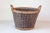 Rustic Mid 20th Century Handmade English Two Toned Wicker Baskets from Devon with Double Handles For Sale - Image 3 of 5