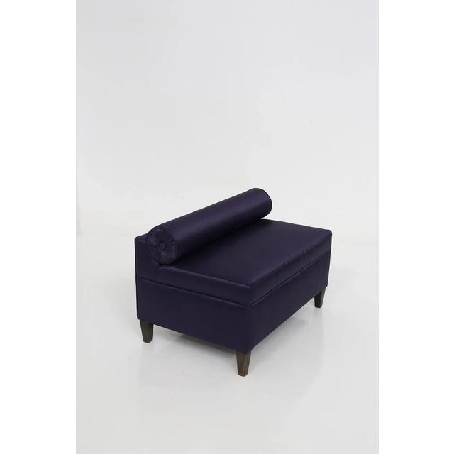 Small Italian Purple Satin Sofa with Roll Cushion, 1959 For Sale - Image 10 of 11