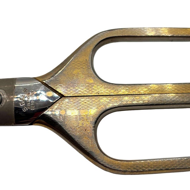 1930s Art Deco Brass Handle German Scissors in Leather Case by Arthur Salm For Sale - Image 10 of 11