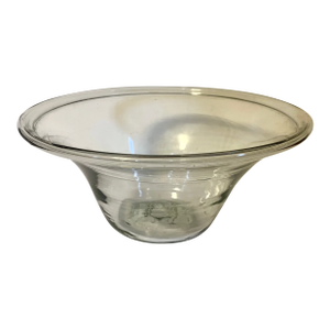 Antique 19th Century Free Form Blown Glass Bowl With Rolled Lip and Rough Pontil