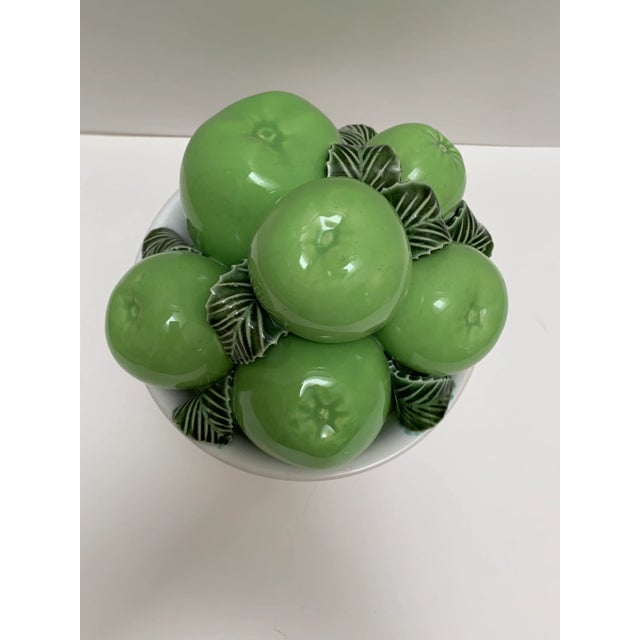 1970s Vintage Ceramic Bowl of Green Apples For Sale - Image 5 of 9