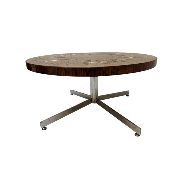 Stunning and elegant Mid-Century Modern coffee table. Design by Denisco. Striking Belgium design from the 1960s. Chrome-...