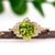 Modern 14k Yellow Gold Peridot & Diamond Ring | 8mm Round Peridot Gemstone Ring, Size 6.75 For Sale - Image 3 of 7