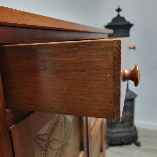 Vintage Country Pine Pie Safe Cabinet With Pierced Metal Panels For Sale - Image 9 of 10