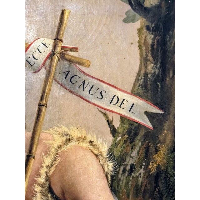 Auguste Kunzek Antique Religious Oil Painting of the Baptism of Christ For Sale In Charlotte - Image 6 of 11