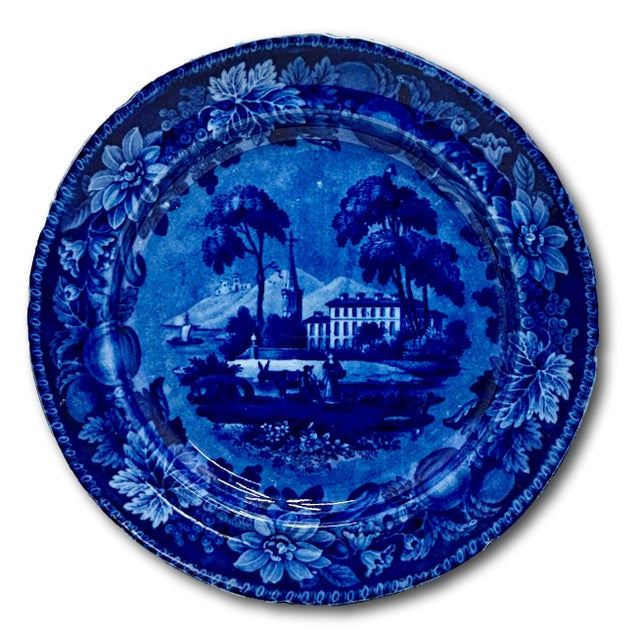 Stunning & Rare Antique Original Set of 9 Dark Flow Blue English Staffordshire 10 Inch Dinner Plates Circa 1830s For Sale - Image 14 of 17