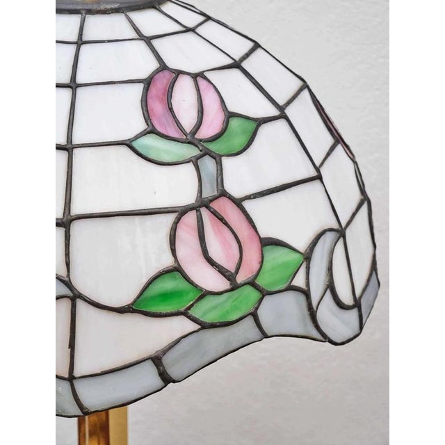 Vintage Brass Lamp with Tiffany Shade For Sale - Image 4 of 8
