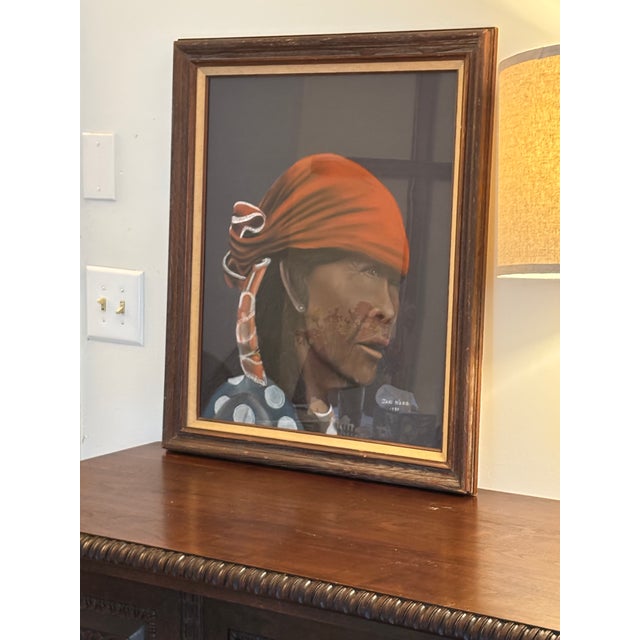 Vintage Extra Large Native Woman Portrait, "Rosita", Signed and Dated For Sale - Image 4 of 14