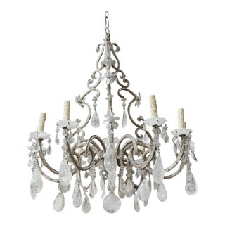 Dennis & Leen for Formations Rock Crystal & Silver Gilt Iron Beaded Chandelier For Sale