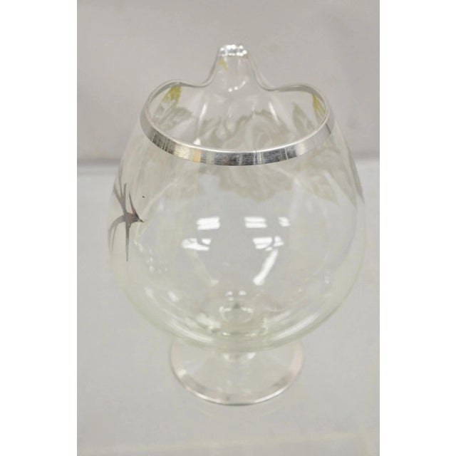 Vintage Art Nouveau Floral Sterling Silver Overlay Glass Footed Water Pitcher For Sale - Image 10 of 12