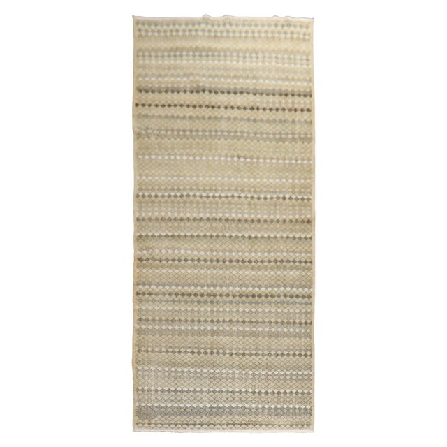 1960s Neutral Turkish Deco Runner - 4'5" x 11'4" For Sale - Image 15 of 18