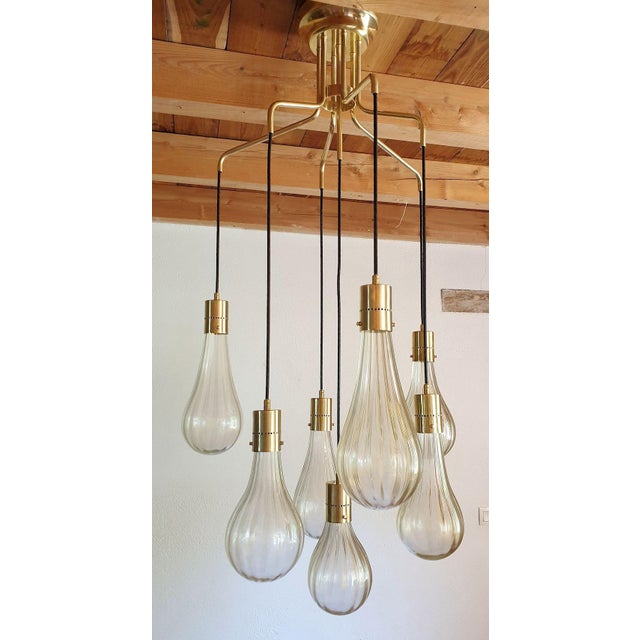 Mazzega Murano 1970s Mid Century Modern, Murano Glass Pendant Chandelier For Sale - Image 4 of 13