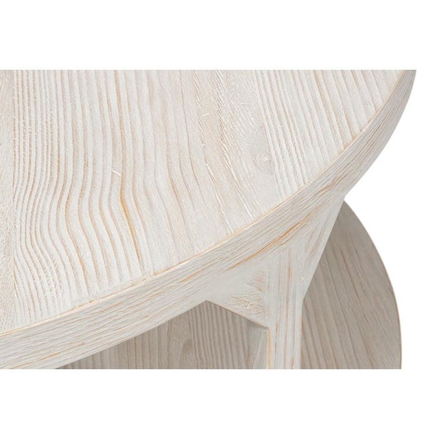 Scandinavian Two-Tier Drum Coffee Table in Grey Pine For Sale - Image 9 of 11