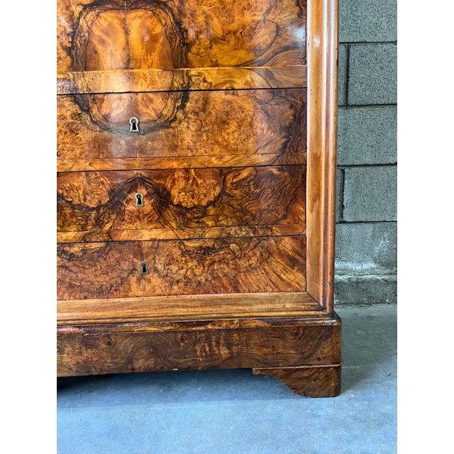 Louis Philippe French Figured Walnut Secrétaire À Abattant With Marble Top For Sale - Image 11 of 15