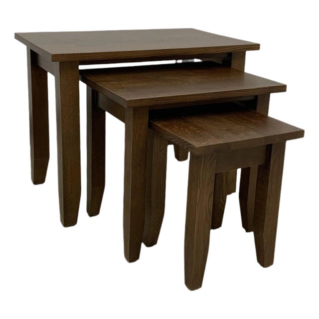 Mission Oak Nesting Tables - Set of 3 - Walnut For Sale