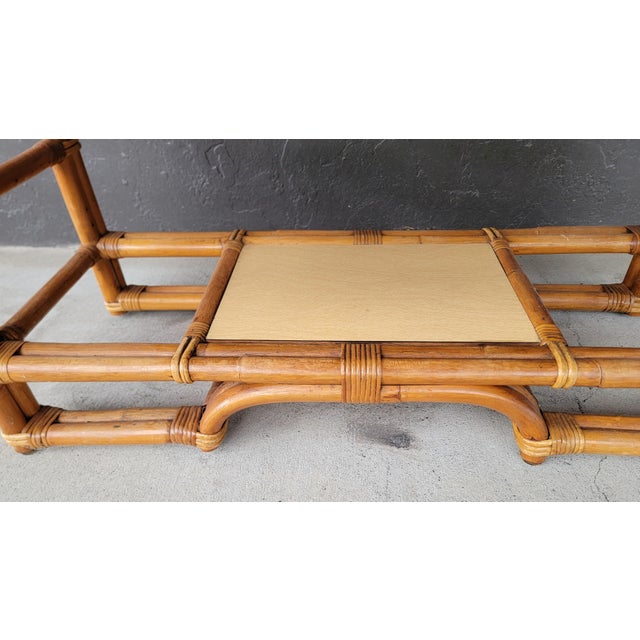 Brown 1950's Mid-Century Modern Bamboo Coffee Table For Sale - Image 8 of 10