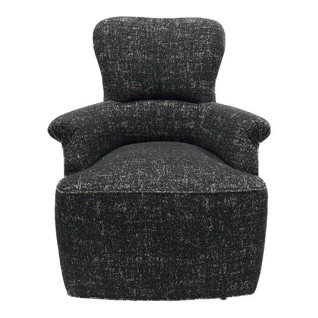 Contemporary Italian Chair in Black Sparkled Boucle Fabric For Sale