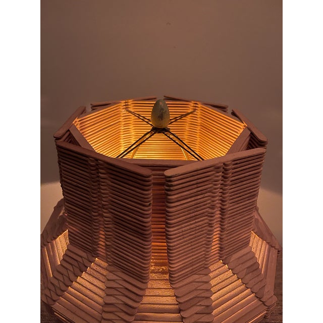Wood Mid-Century Handcrafted Sculptural Wood Table Lamp For Sale - Image 7 of 11