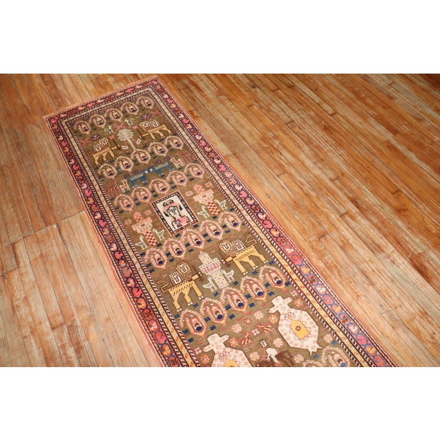 Early 20th Century Zabihi Collection Lion Motif Persian Long Runner - 2'7" x 12'5" For Sale - Image 12 of 12