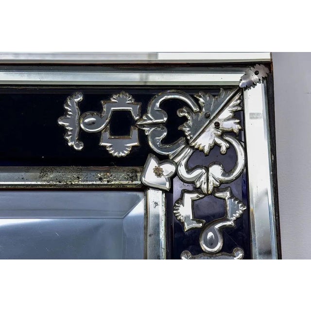 Wood 19th Century French Eglomisé Venetian Etched Wall Mirror For Sale - Image 7 of 14