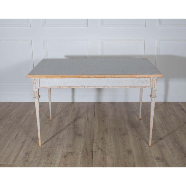 19th Century Pair of Gustavian Style Painted Tables, Repainted in Light Gray For Sale - Image 13 of 14