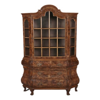 Small Dutch Baroque Walnut Display Cabinet, 1900s For Sale