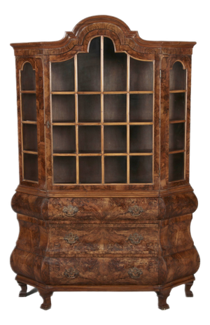 Small Dutch Baroque Walnut Display Cabinet, 1900s