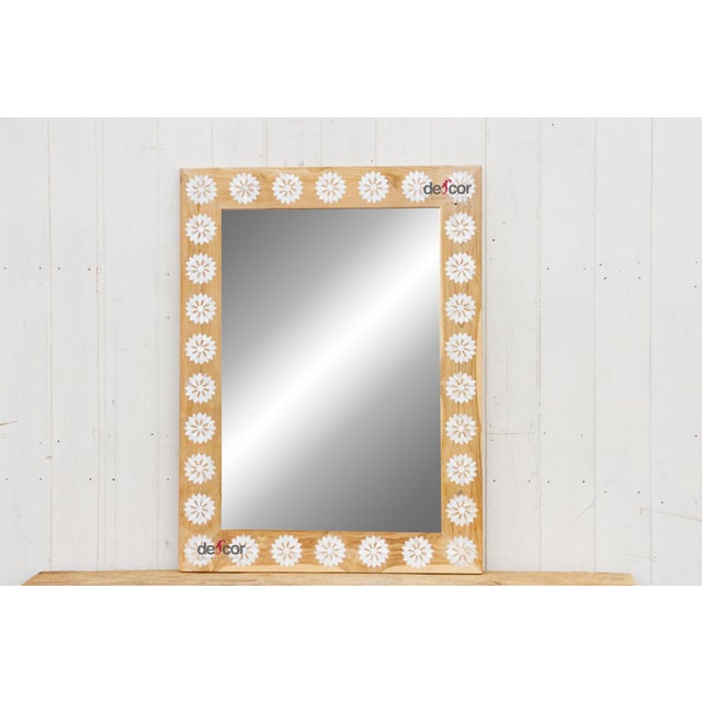 Ecru Modern Farmhouse Inlay Blossom Mirror For Sale - Image 8 of 10
