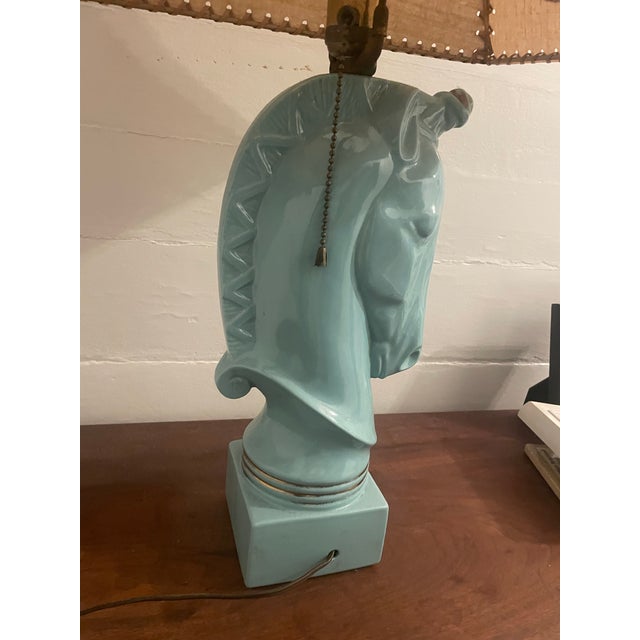 Figurative 1950’s Turquoise Blue Howell Ceramic Horse Lamp For Sale - Image 3 of 12