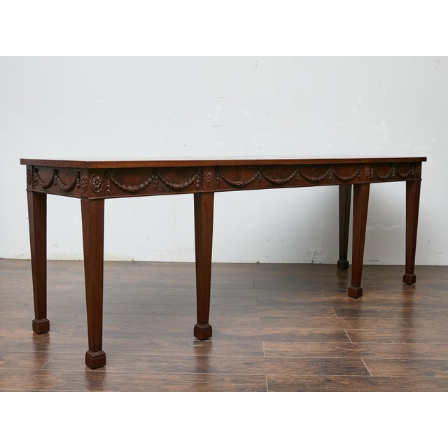 19th Century English Neoclassical Style 19th Century Mahogany Console Table with Carved Swags For Sale - Image 5 of 11
