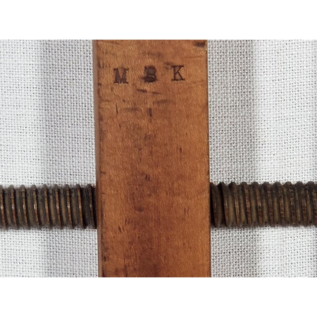 Antique Original Large (18") Hand Made Solid Wood Screw Vise With Makers Mark For Sale - Image 4 of 4