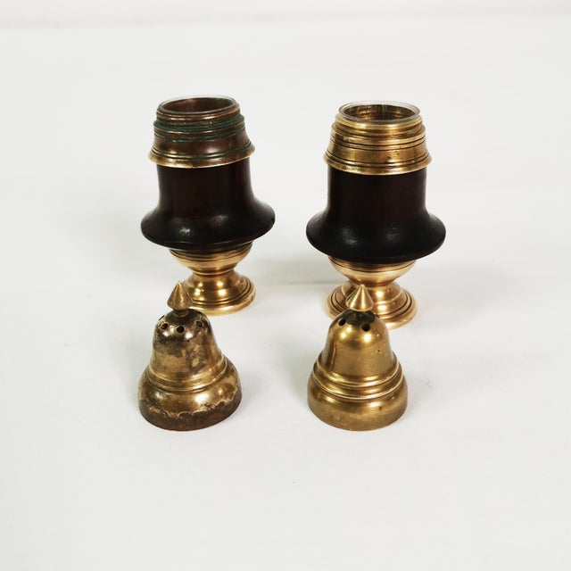 Brown Vintage Danish Spice Set in Brass and Rosewood, 1950s, Set of 3 For Sale - Image 8 of 14