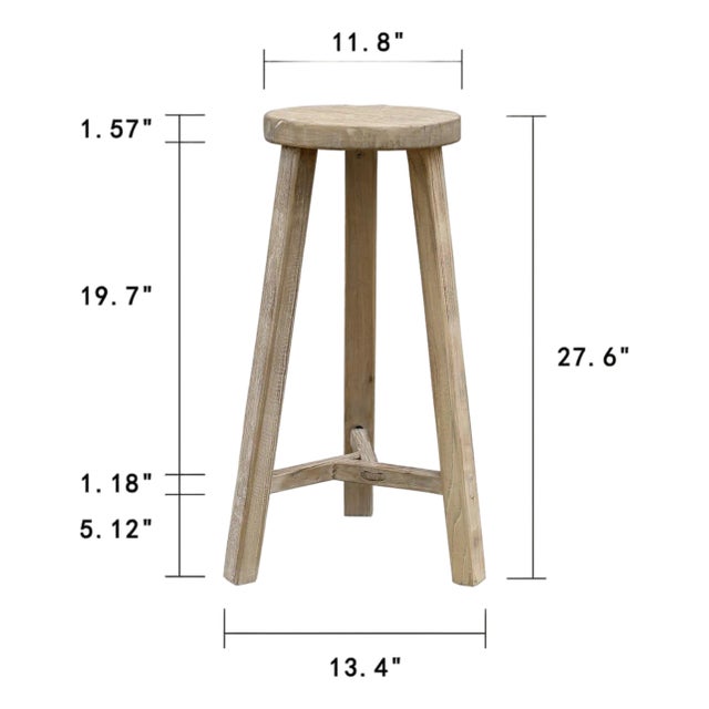 28" High Round Bar Stool Weathered Natural For Sale
