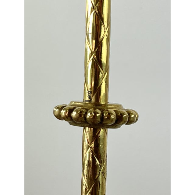 Mid-Century 3-Light Chandelier in Brass and Opaline Glass in the style of Stilnovo, 1950s For Sale - Image 10 of 12