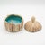 Late 20th Century Vintage Studio Pottery Jewelry Box Lidded Leaf Imprint Ceramic Trinket Box Turquoise Interior For Sale - Image 5 of 7
