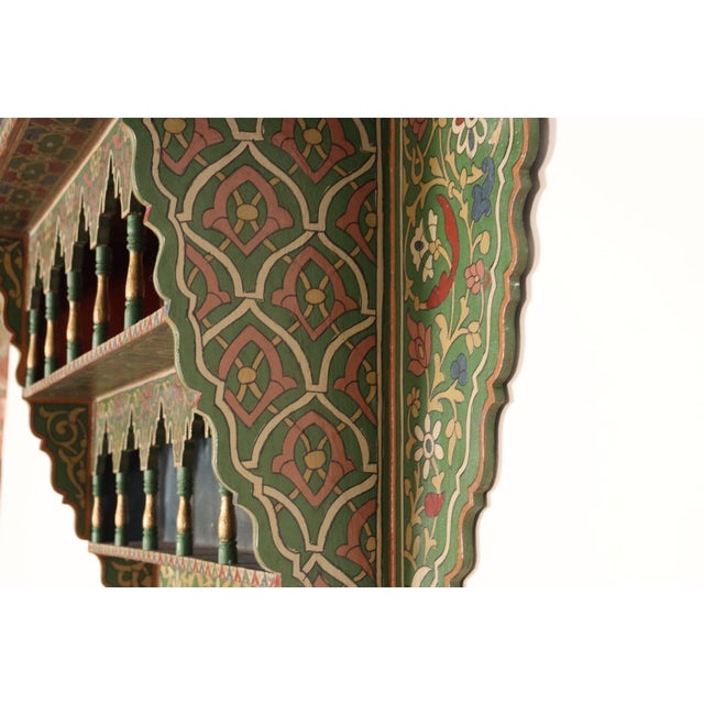 Green Vintage Moroccan Hand Painted Wall Mounted Three Tiered Spice Shelf / Bracket For Sale - Image 8 of 14