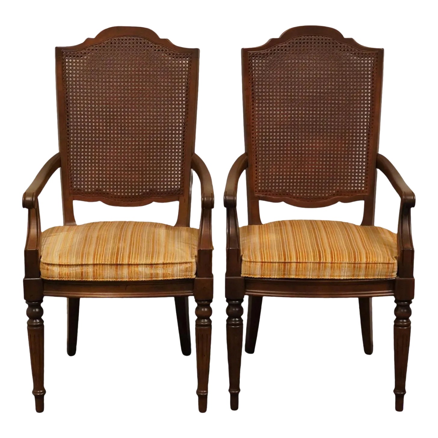 Set of 2 Ethan Allen Classic Manor Solid Maple Cane Back Dining Arm