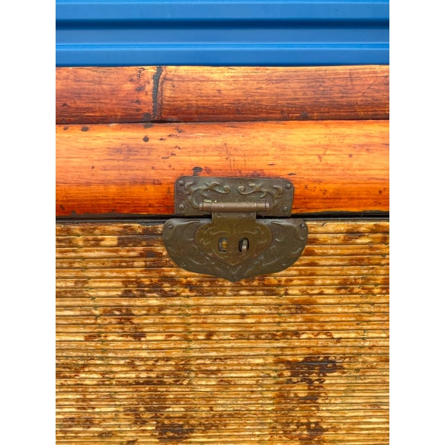 Oversized Vintage Woven Bamboo/Rattan Handled Basket For Sale - Image 10 of 12