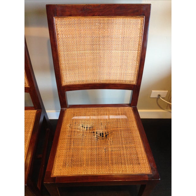 Crate & Barrel Cane Dining Chairs - Set of 4 | Chairish