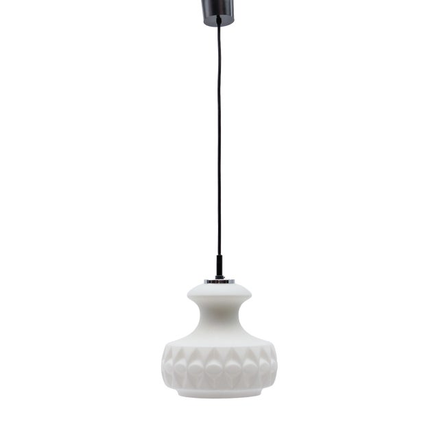 White 3D Glass Hanging Lamp by Peill & Putzler, 1960s For Sale