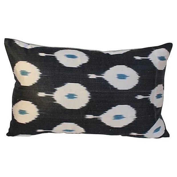 2010s Silk Ikat Peacock Pillows- A Pair For Sale - Image 5 of 5