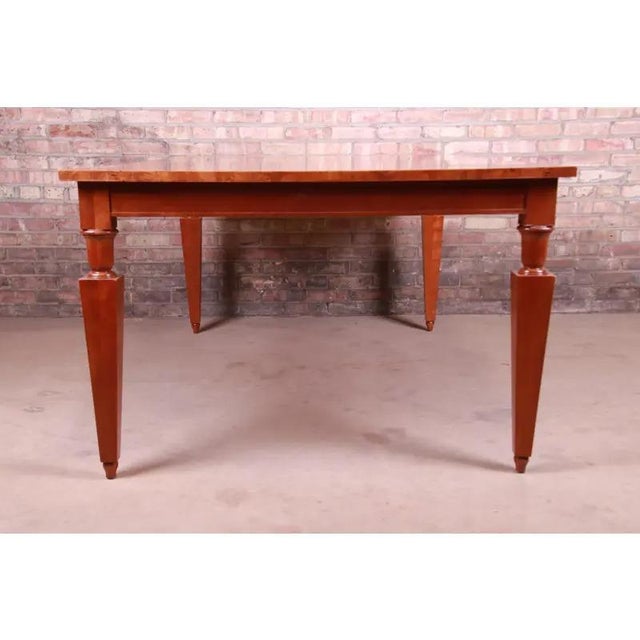 Baker Furniture Neoclassical Inlaid Cherry and Burl Wood Extension Dining Table For Sale - Image 9 of 13
