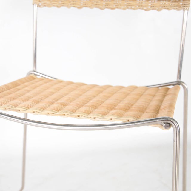 Wicker and Chrome Chairs, 1980s, Set of 4 For Sale - Image 11 of 14