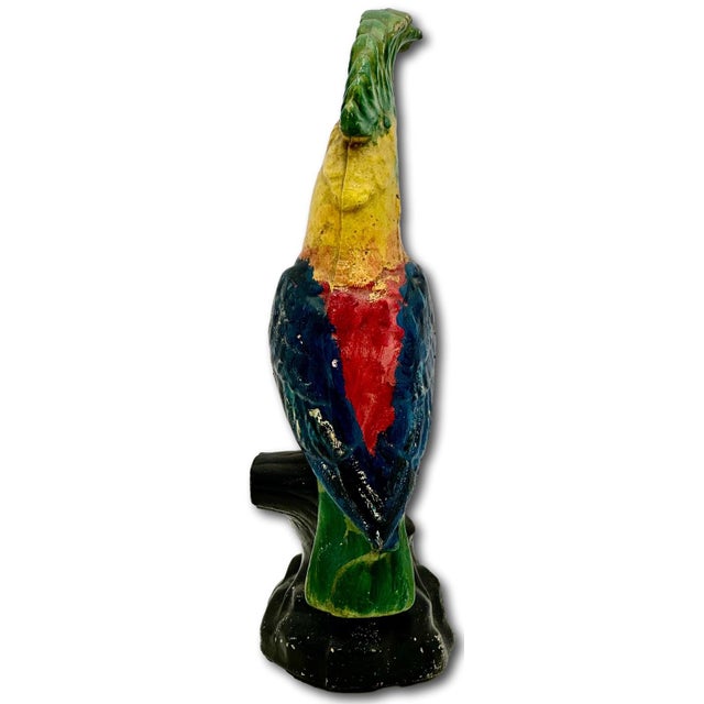 Rare Very Large 14 1/2 Inches Tall Antique American Cast Iron Cockatoo - Parrot Doorstop in Original Paint Circa 1920s For Sale - Image 16 of 18
