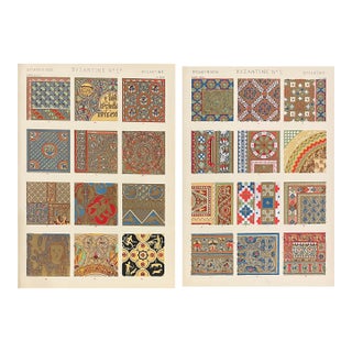 Byzantine Designs Owen Jones Grammar of Ornament Chromolithographs - A Pair For Sale