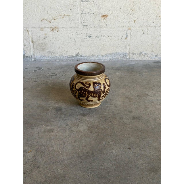 Mid-Century Modern Michael Andersen & Søn Danish Tiger Ceramic Vase Mid-Century 1960s For Sale - Image 3 of 9