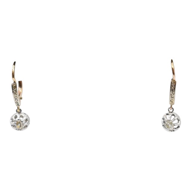 Late 19th Century Victorian Diamond Dangle Earrings, A Pair For Sale