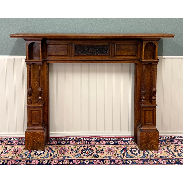 SUPERB Antique English Fireplace Mantel Surround ~~Renaissance Revival~~HIGHLY CARVED OAK~~c. 1920s-30s This HANDSOME...