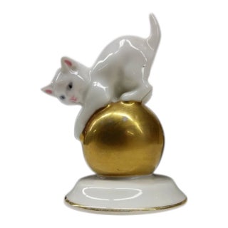 Rare Rosenthal Cat on 24k Gold Ball Barvarian For Sale