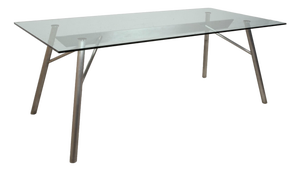 Glass and Silver Metal Dining Table from Rolf Benz